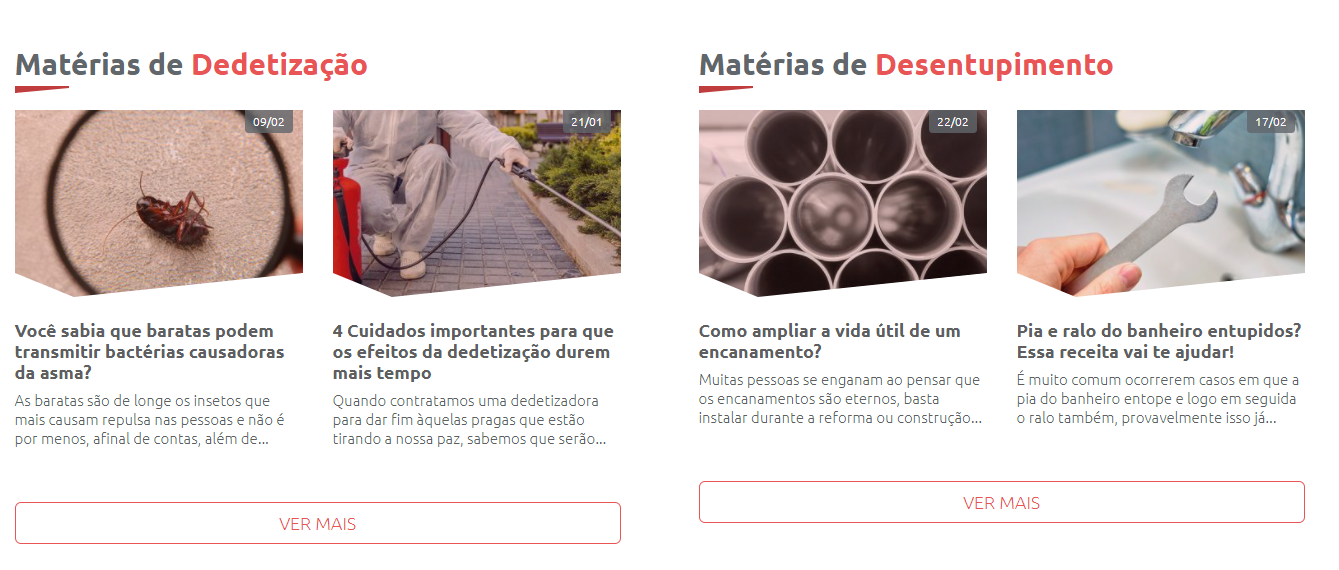 Nosso novo site Desentupidora e Dedetizadora Império